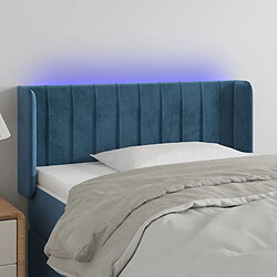 Maison Chic Tête de lit scandinave à LED,meuble de chambre Bleu foncé 103x16x78/88 cm Velours -MN44351