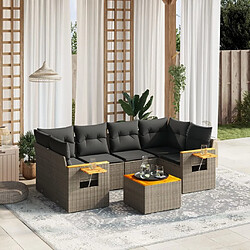 Maison Chic Salon de jardin avec coussins 7 pcs | Ensemble de Table et chaises | Mobilier d'Extérieur gris résine tressée -GKD88336