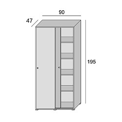 Kiamami Valentina ARMOIRE MULTIFONCTIONNELLE AVEC 4 ÉTAGÈRES RÉGLABLES ET DOUBLE PORTE COULISSANTE