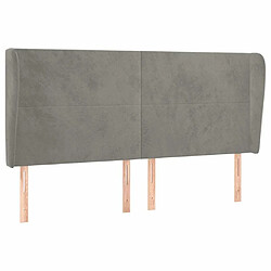 Maison Chic Tête de lit scandinave avec oreilles,meuble de chambre Gris clair 203x23x118/128 cm Velours -MN20406