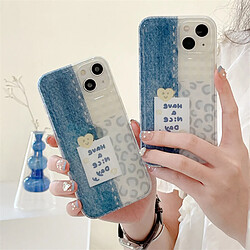 GUPBOO Étui pour iPhone13 Personnalité couture Denim imprimé léopard créatif étui pour téléphone portable Smiley femme