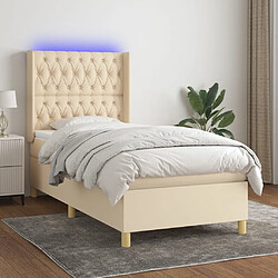 Sommier à lattes,Cadre à lattes de lit pour Adulte matelas et LED Crème 100x200 cm Tissu -MN83928