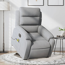 vidaXL Fauteuil inclinable de massage électrique Gris clair Tissu