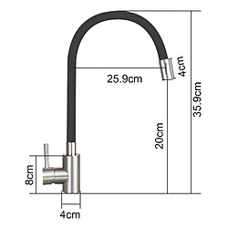 NETTLIFE Robinet de Cuisine avec Poignée Unique Noir Mitigeur en Acier Inoxydable à Rotation à 360°, Flexible et Pivotant pour Évier de Cuisine pas cher