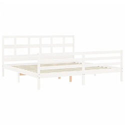 Maison Chic Lit adulte - Cadre Structure de lit avec tête de lit Contemporain blanc 200x200 cm bois massif -MN82727 pas cher