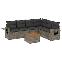 Maison Chic Salon de jardin avec coussins 7 pcs | Ensemble de Table et chaises | Mobilier d'Extérieur gris résine tressée -GKD43504