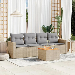 Maison Chic Ensemble à manger d'extérieur 5 pcs avec coussins,Salon de jardin,Mobilier de jardin mélange beige résine tressée -GKD646539