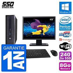 PC HP ProDesk 600 G1 SFF Ecran 19" Intel G3220 RAM 8Go SSD 240Go Windows 10 Wifi - Occasion