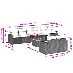 Avis Maison Chic Salon de jardin avec coussins 9 pcs | Ensemble de Table et chaises | Mobilier d'Extérieur beige résine tressée -GKD65361