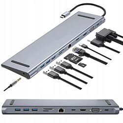 GUPBOO Adaptateur 11 en 1 Hub USB-C VGA RJ45 HDMI 4K USB 3.0,JL152