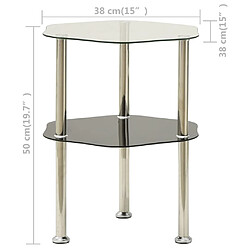 vidaXL Table 2 niveaux Transparent et noir 38x38x50 cm Verre trempé pas cher