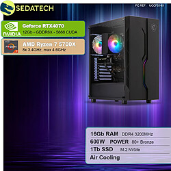 Sedatech PC Gamer • AMD Ryzen 7 5700X • RTX4070 • 16Go RAM • 1To SSD M.2 • sans OS