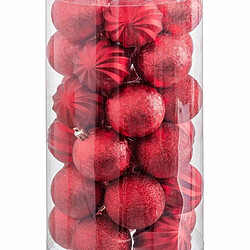 BigBuy Christmas Boules de Noël Rouge Plastique 6 x 6 x 6 cm (30 Unités)