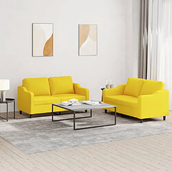 Maison Chic Ensemble de canapés 2 pcs avec coussins, Canapé droit Sofa pour Salon Jaune clair Tissu -GKD918055