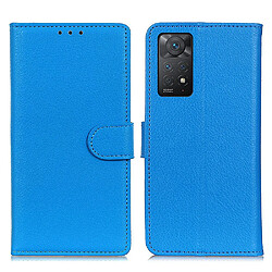 Etui en PU texture litchi, antichoc avec support, bleu pour votre Xiaomi Redmi Note 11 Pro 5G (Qualcomm)/Note 11 Pro 4G (MediaTek)