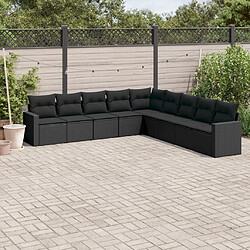 Maison Chic Salon de jardin 9 pcs avec coussins | Ensemble de Table et chaises | Mobilier d'Extérieur noir résine tressée -GKD63229