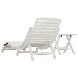 Acheter Maison Chic Chaise longue avec table | Bain de soleil Relax | Transat blanc bois massif d'acacia -GKD48217