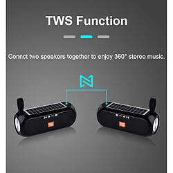 Avis Universal Haut-parleur Bluetooth à charge solaire Portable Portable Wireless Sound Column 3D Stéréo Music Center Ordinateur Extérieur Subwoofer | Haut-parleur Portable (Noir)