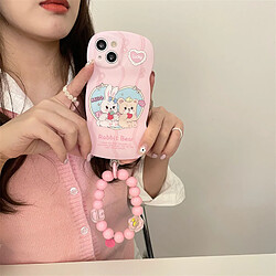 GUPBOO Étui pour iPhone11ProMax Amour Fraise Ours Lapin Dessin Animé Téléphone Cas Bracelet Doux