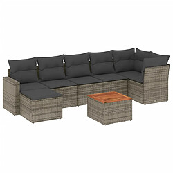 vidaXL Salon de jardin 8 pcs avec coussins gris résine tressée