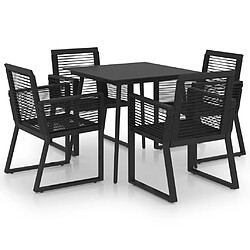 vidaXL Ensemble à manger d'extérieur 5 pcs Rotin PVC Noir