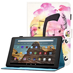 Etui en PU magnétique avec support, porte-cartes et porte-stylo pour votre Amazon Fire HD 10 (2015)/(2017)/(2019) - Musique