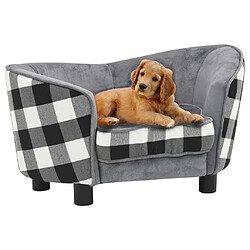 vidaXL Canapé pour chien Gris 68x38x38 cm Peluche