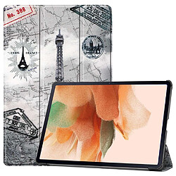 Htdmobiles Housse etui pochette simili cuir avec coque intérieure rigide pour Samsung Galaxy Tab S7 FE / S7 Plus / S8 Plus T730 / T736 / X800 / X806 (12,4 pouces) - TOUR EIFFEL