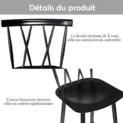 Helloshop26 Lot de 2 chaises de bar de style moderne en métal 47,5 x 41 x 105 cm pour bistro cuisine café noir charge max 150 kg 20_0005185