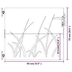 vidaXL Portail de jardin 85x75 cm acier corten conception d'herbe pas cher