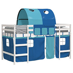 Acheter Vidaxl Lit mezzanine enfants avec tunnel bleu 80x200cm bois pin massif