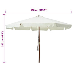 Acheter vidaXL Parasol d'extérieur avec mât en bois 330 cm blanc sable