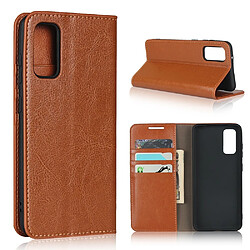 Etui en cuir véritable + TPU Cheval fou avec support marron pour votre Samsung Galaxy S20