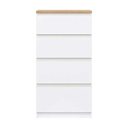 Dansmamaison Commode 4 tiroirs Blanc/Bois - QIZ