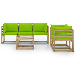 Avis Maison Chic Salon de jardin 6 pcs + coussins - Mobilier/Meubles de jardin - Table et chaises d'extérieur vert brillant -MN22646