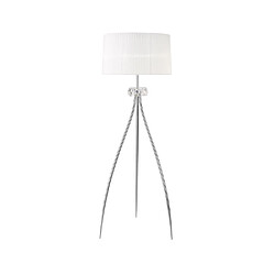 Inspired Lampadaire 3 lumières E27, chrome poli avec abat-jour blanc