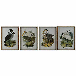 Cadre DKD Home Decor Oiseaux Oriental 45 x 3 x 60 cm (4 Unités)