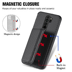 Coque en TPU + PU texture en fibre de carbone avec béquille noir pour votre Xiaomi Redmi Note 8 Pro