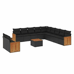 Maison Chic Salon de jardin 12 pcs avec coussins | Ensemble de Table et chaises | Mobilier d'Extérieur noir résine tressée -GKD76843