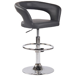 Decoshop26 Tabouret de bar x1 assise moderne en PVC gris pieds et repose-pieds en métal chromé 10_0004991