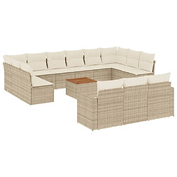 vidaXL Salon de jardin avec coussins 14 pcs beige résine tressée