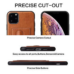 Avis Wewoo Coque Souple Fierre Shann Étui de protection en cuir à couverture totale avec support et fente pour carte iPhone 11 Pro Marron