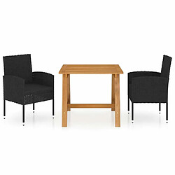 Salle à manger de jardin 3 pcs,Table et chaise à dîner Noir -MN36834