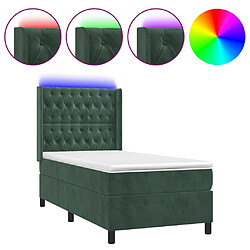 vidaXL Sommier à lattes de lit matelas et LED Vert foncé 100x200 cm