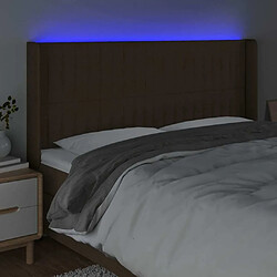 Avis Maison Chic Tête de lit moderne à LED lumineuse pour chambre - Décoration de lit Marron foncé 203x16x118/128 cm Tissu -MN31044