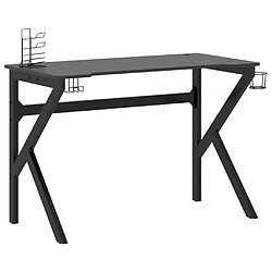 Helloshop26 Bureau table poste de travail meuble d'ordinateur informatique étude de jeu avec pieds en forme de K 110 x 60 x 75 cm noir 02_0023769