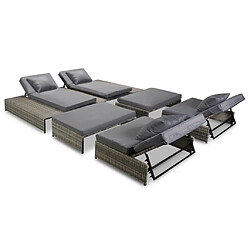 Maison Chic Salon de jardin 5 pcs + coussins - Mobilier/Meubles de jardin - Table et chaises d'extérieur Résine tressée Gris -MN25743