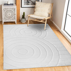 Thedecofactory CONFORTABLE CERCLES - Tapis à relief cercles extra-doux blanc 160x230