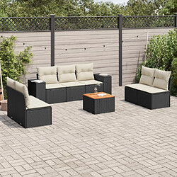 vidaXL Salon de jardin 8 pcs avec coussins noir résine tressée