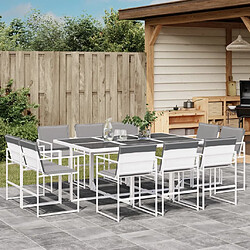 vidaXL Ensemble à manger de jardin avec coussins 11pcs blanc textilène